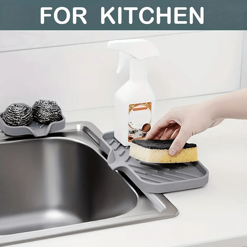 DryDeck | Sneldrogende antislipmat voor keuken- en badkamervoorbladen met afdruipuitloop, zeep- en accessoirehouder