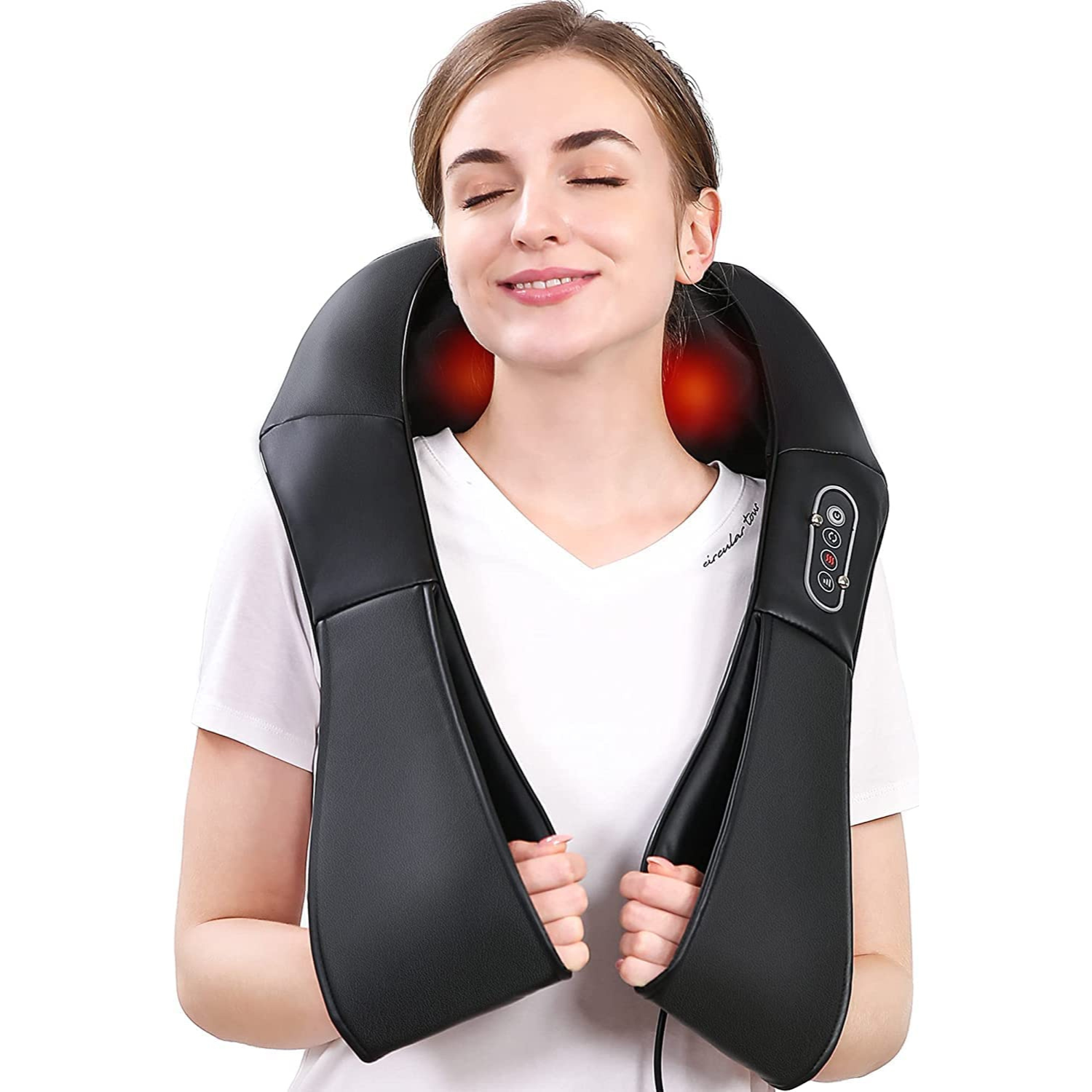 DeepRelief | Verwarmde Shiatsu nek- en schoudermassageapparaat, diepe weefsel- en drukpuntmassage