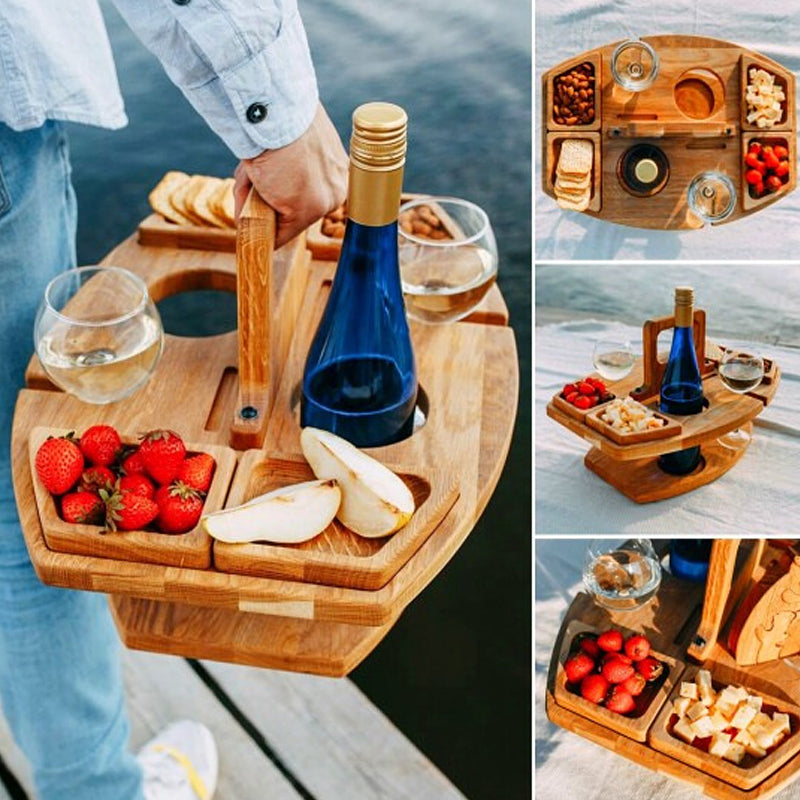 SipBoard | Draagbare houten picknick wijntafel - duurzaam en compact voor buiten tafelen