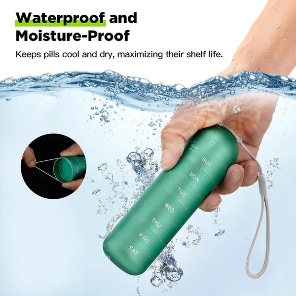 PillPort | 7-Day Aluminium Pill Organizer - Draagbare wekelijkse pillendoos voor op reis