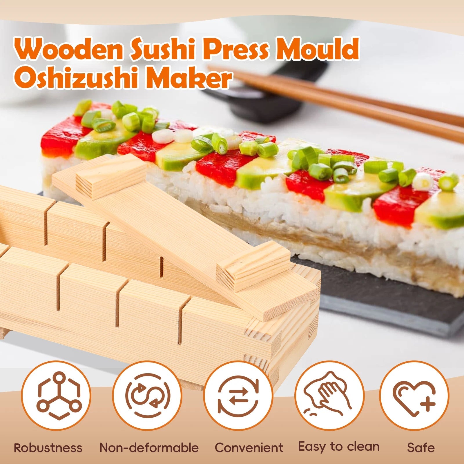 SushiForm | Handgemaakte Houten Sushi Persvorm – Traditionele Oshizushi Maker