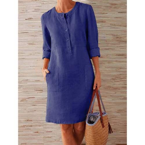 Camila | Midi-jurk voor dames – Losse pasvorm, 3/4-mouwen, ademend