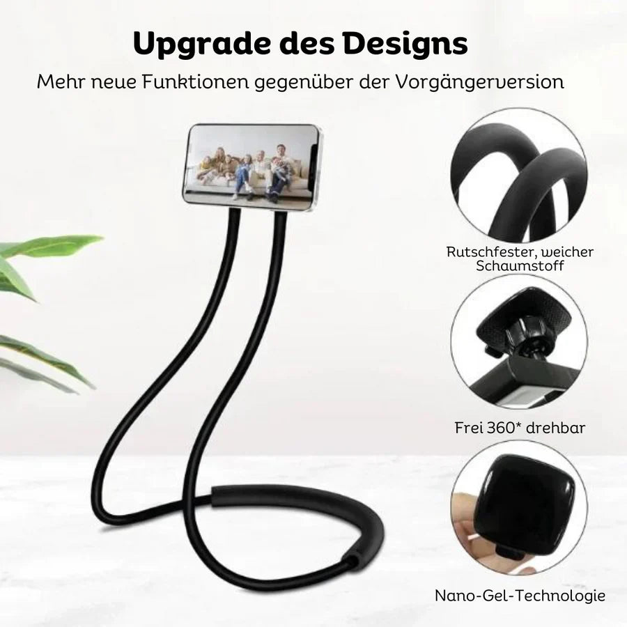 NeckDock | Handsfree nek-telefoonhouder met verstelbare kijkhoek, comfortabel en ergonomisch