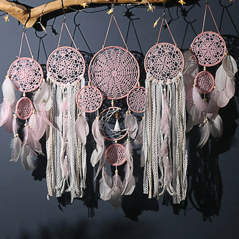 DreamCharm | Handgemaakte Boheemse dromenvanger set - 5-delige wanddecoratie