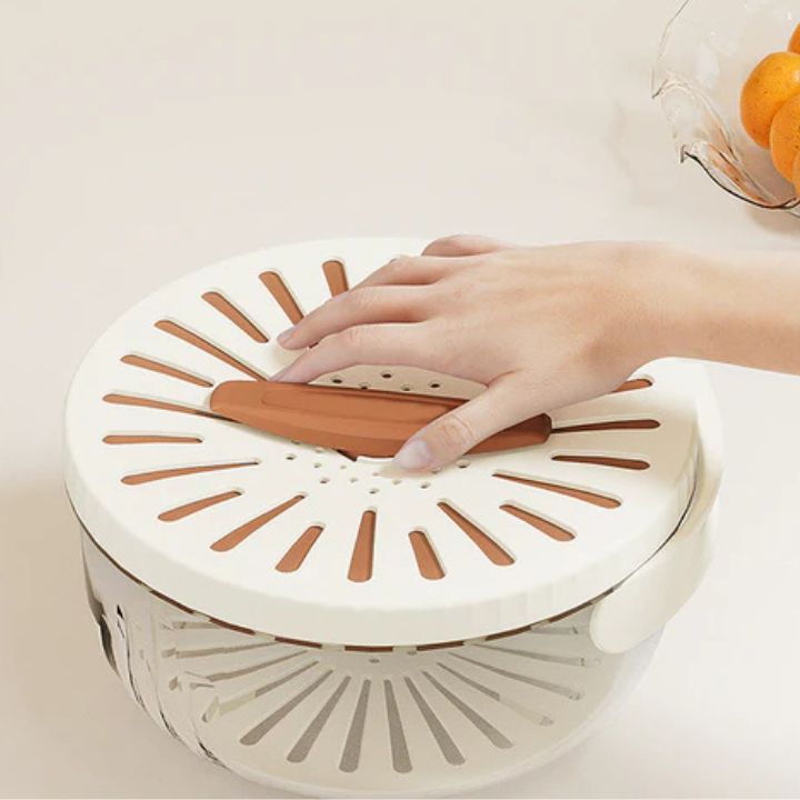 FlowBasket | 2-in-1 mand voor uitlekken en bewaren - ruimtebesparende oplossing voor het bereiden en bewaren van fruit en groenten - vaatwasmachinebestendig