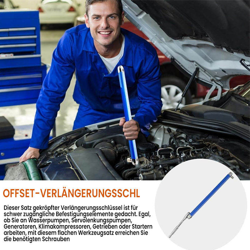 TorqueReach | Zware lange verlengmoersleutel met offset - klein bereik, hoog koppel
