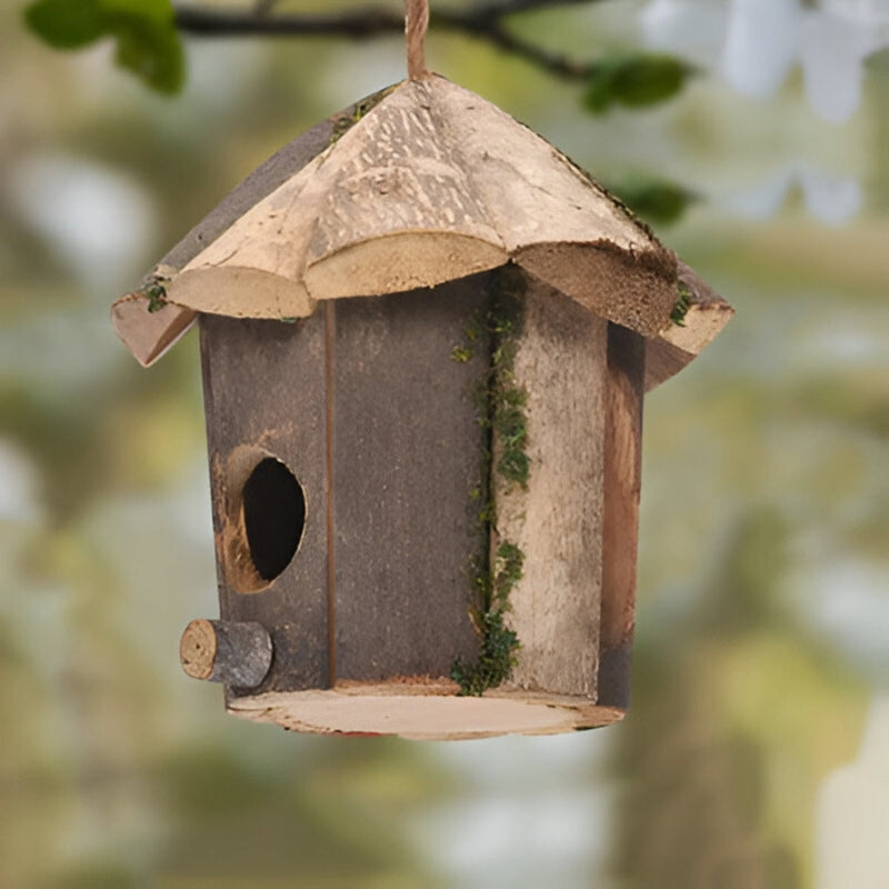 NestLodge | Houten Vogelhuisje voor Buiten – Hangend Tuin Vogelhuis, Natuurlijke Houten Nestkast