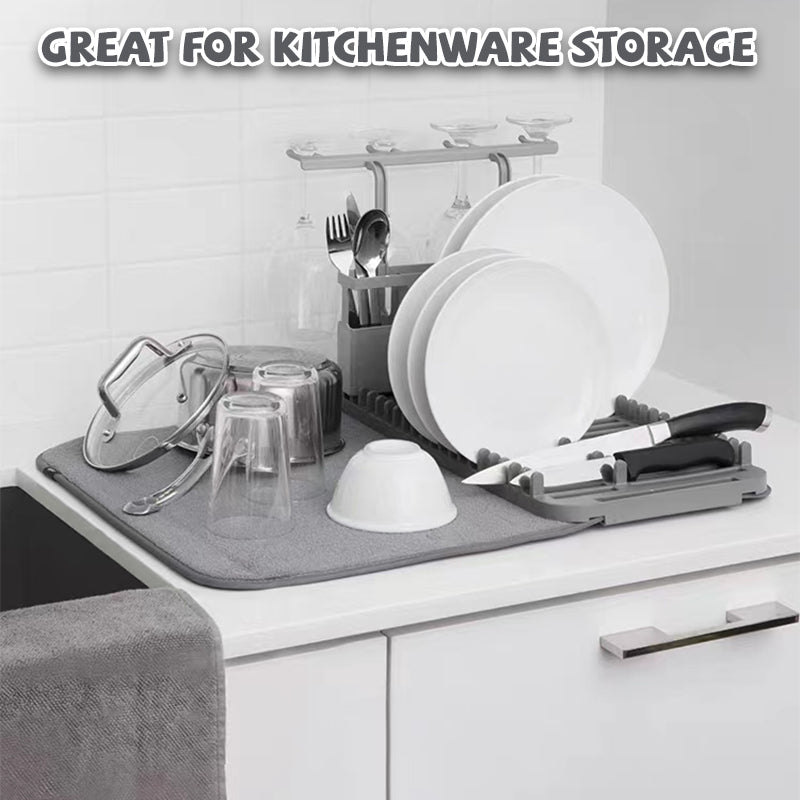 DishNest | Multifunctionele afdruipmat – Absorberende, sneldrogende, antislip keukenmat
