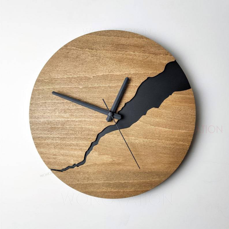 RusticTime | Nordic Gebarsten houten wandklok