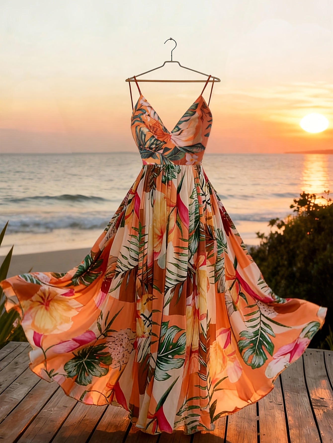 Greya | Zomerjurk voor dames – Midi-jurk met bloemenprint, mouwloos, voor op het strand