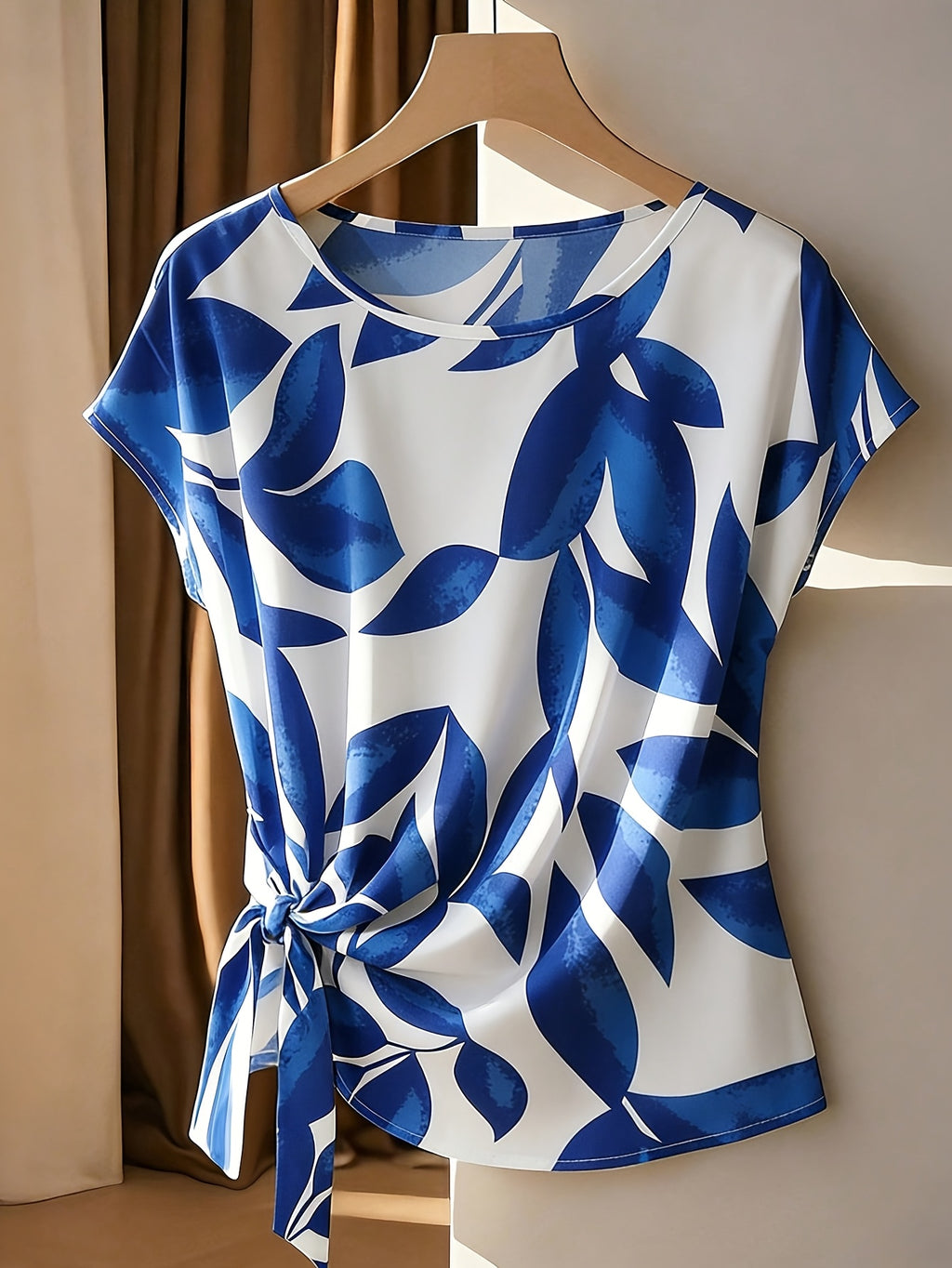 Mirell | Casual-elegante damestop – Blouse met print, ronde hals en lange mouwen
