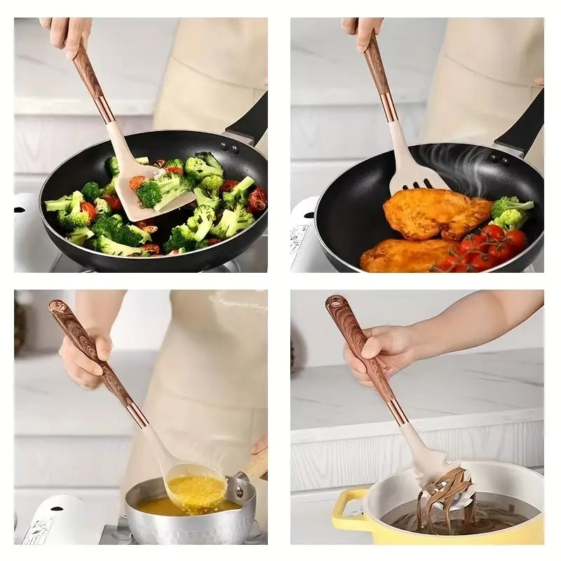 CookLuxe | 10-delige elegante siliconen keukenset - antiaanbak, hittebestendig kookgereedschap