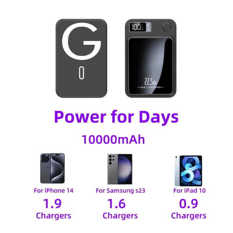 VoltMag | 10000 mAh draagbare powerbank – ultradun magnetisch draadloos opladen