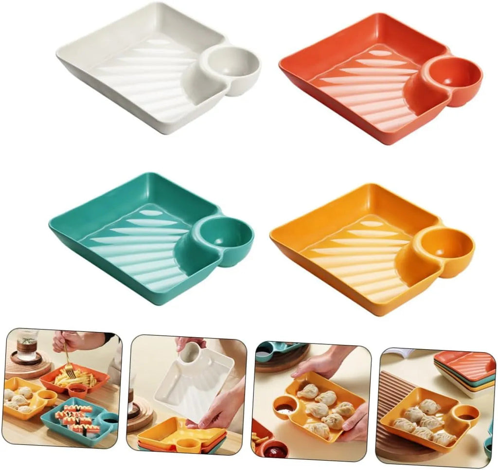 SmartServe | Dipschaal met geïntegreerd sauscompartiment – Serveerschaal voor chips & dip