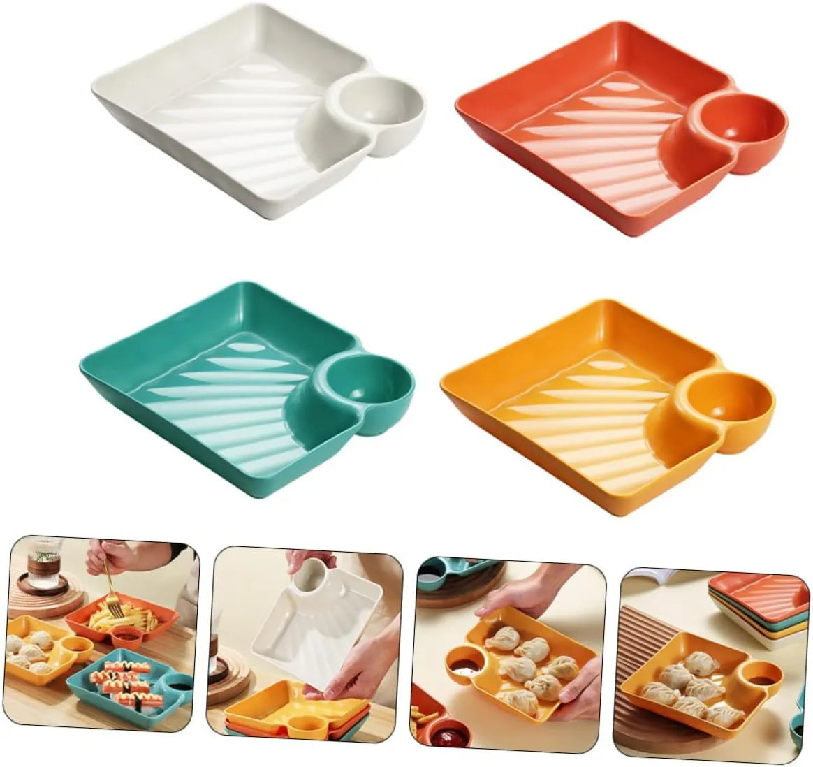SmartServe | Dipschaal met geïntegreerd sauscompartiment – Serveerschaal voor chips & dip