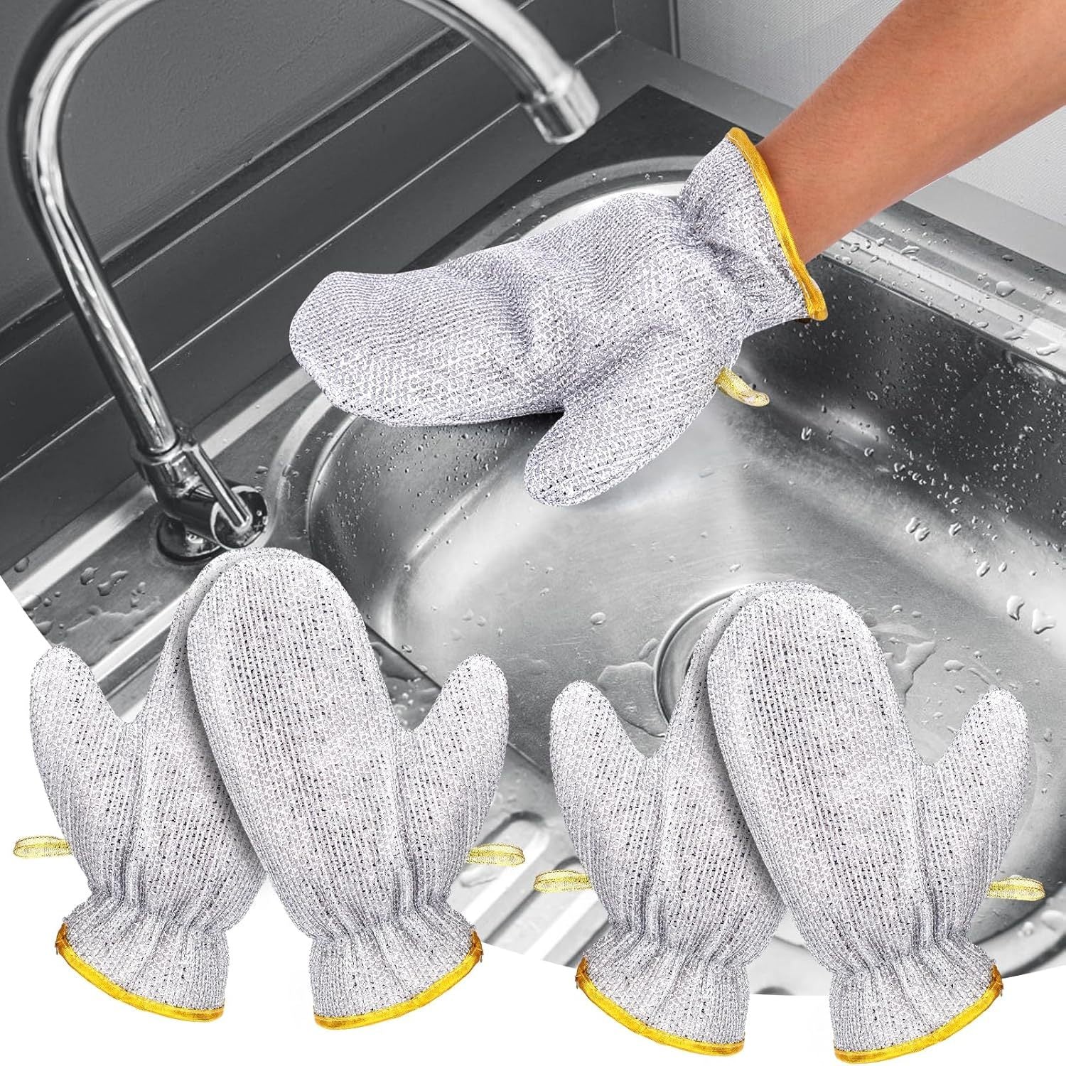 GloveScrub | 2 paar (4 stuks) schuurhandschoenen en schoonmaakdoekjes – multifunctioneel afwassen