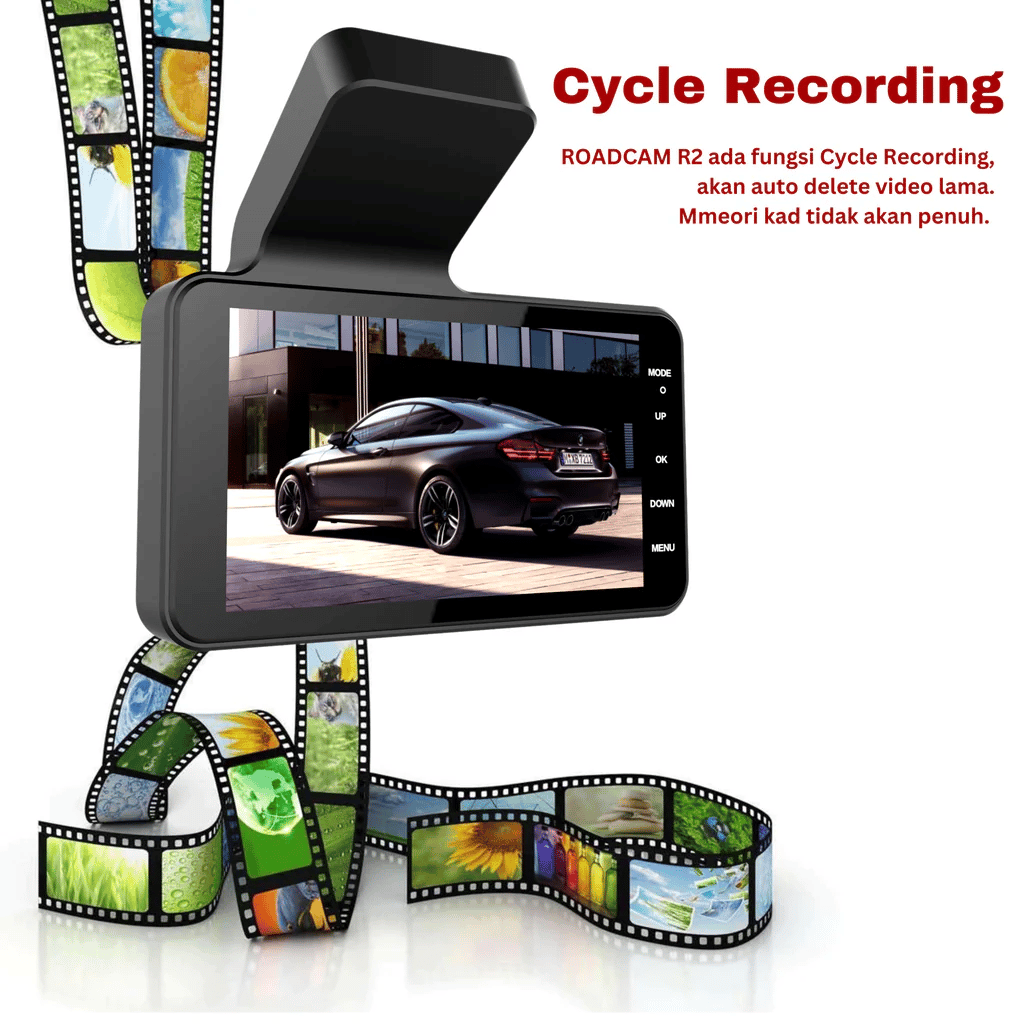 RoadPix | Compacte dashcam met scherm - 1080P Full HD autocamera, lusopname, nachtzicht, parkeermonitor