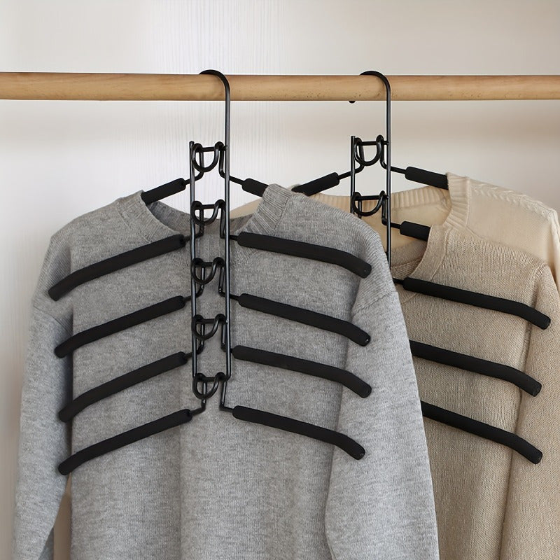 StackHanger | Ruimtebesparende kleerhangers voor zwaar gebruik - 5-in-1 kastorganizer met meerdere lagen en antislipmatjes