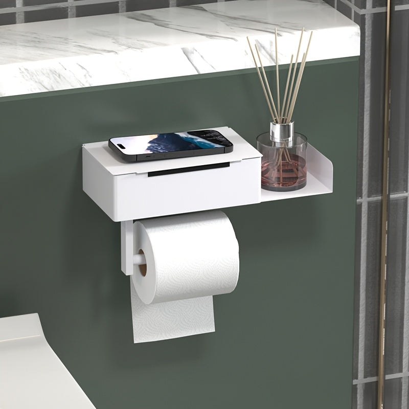 NeatHold | Moderne wandgemonteerde toiletrolhouder met opbergdoos voor doekjes en badkamerbenodigdheden