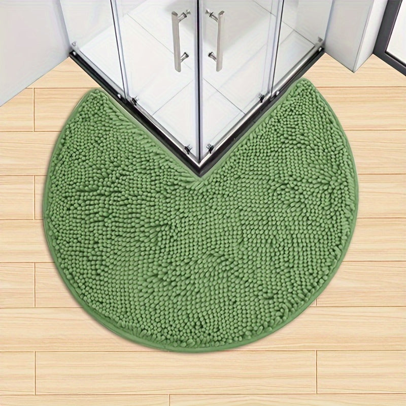 Cheniluxe | Ultrazachte ronde badmat van chenille – sneldrogend, antislip, dik en zacht tapijt voor in badkamerhoek