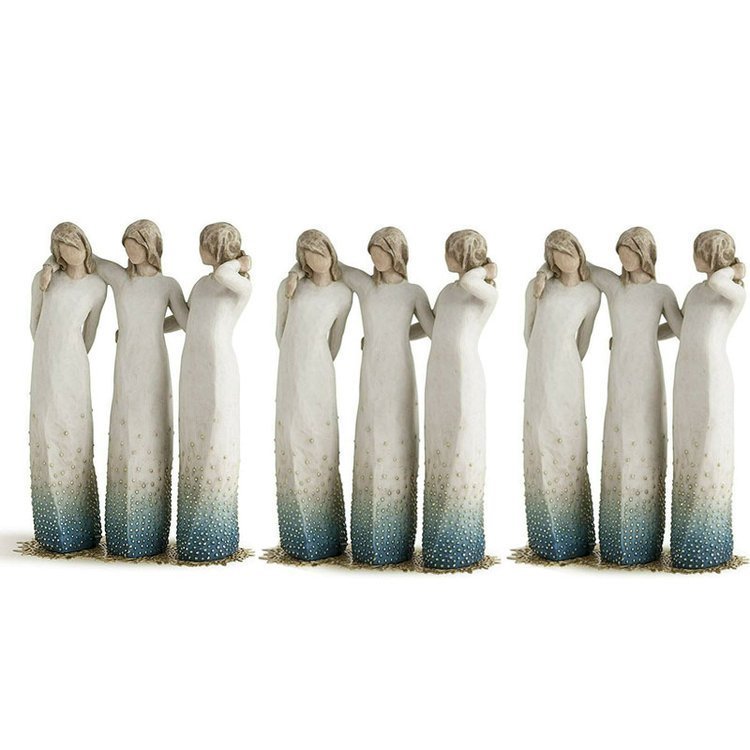 SoulSisters | Aan mijn zijde Beeldje - Handgemaakt Zussen Beeldje, Handgeschilderd Hars Geschenk