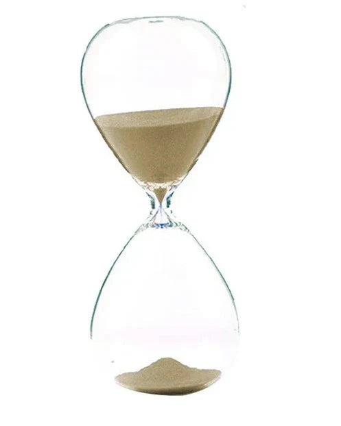 TimeDrop | Transparante glazen zandloper - Minimalistische zandloper voor bureau of Woondecoratie