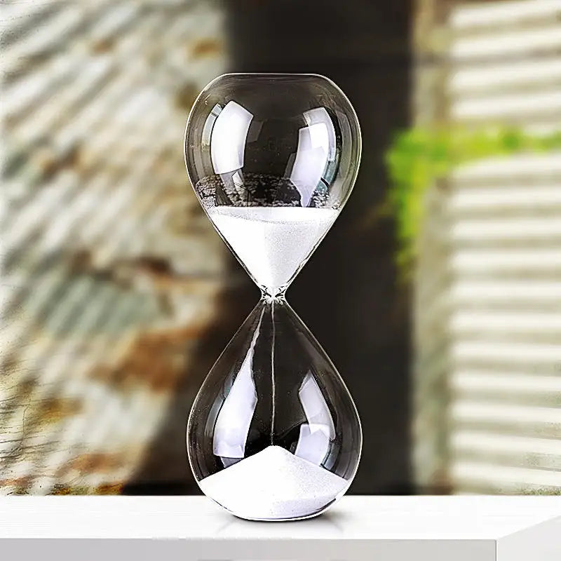 TimeDrop | Transparante glazen zandloper - Minimalistische zandloper voor bureau of Woondecoratie
