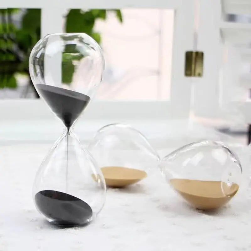 TimeDrop | Transparante glazen zandloper - Minimalistische zandloper voor bureau of Woondecoratie