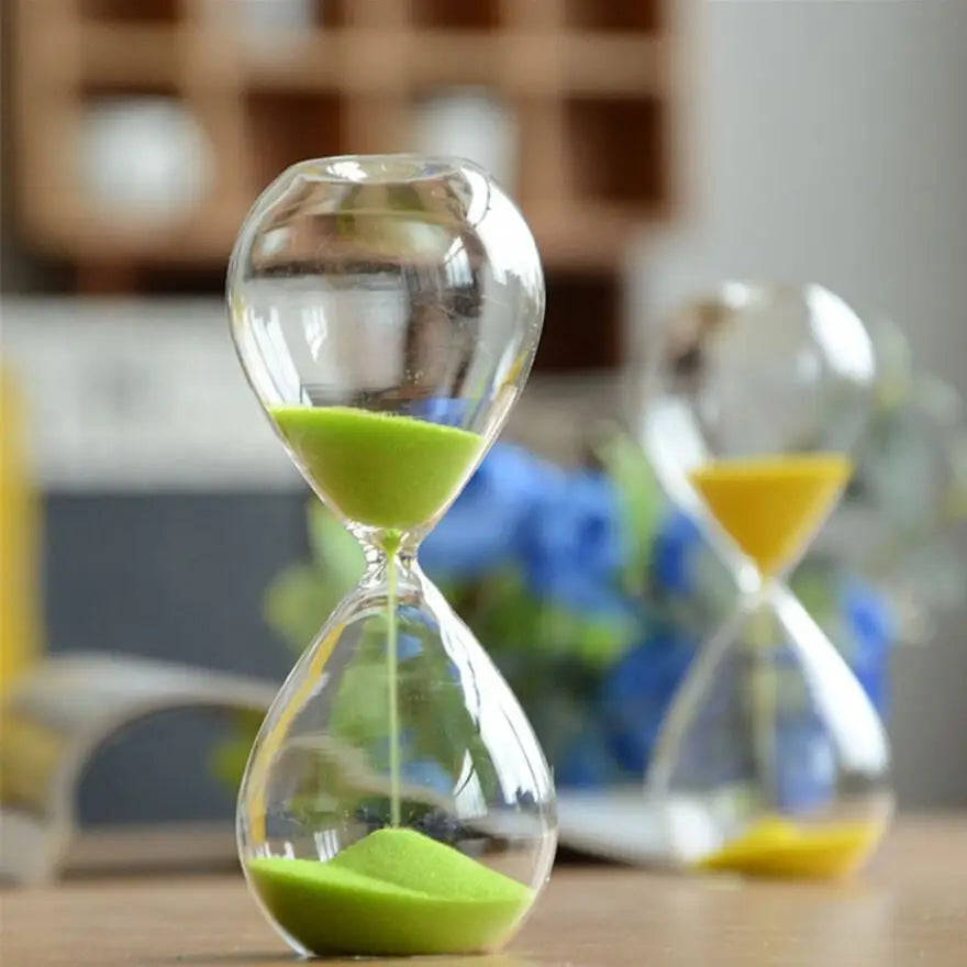 TimeDrop | Transparante glazen zandloper - Minimalistische zandloper voor bureau of Woondecoratie