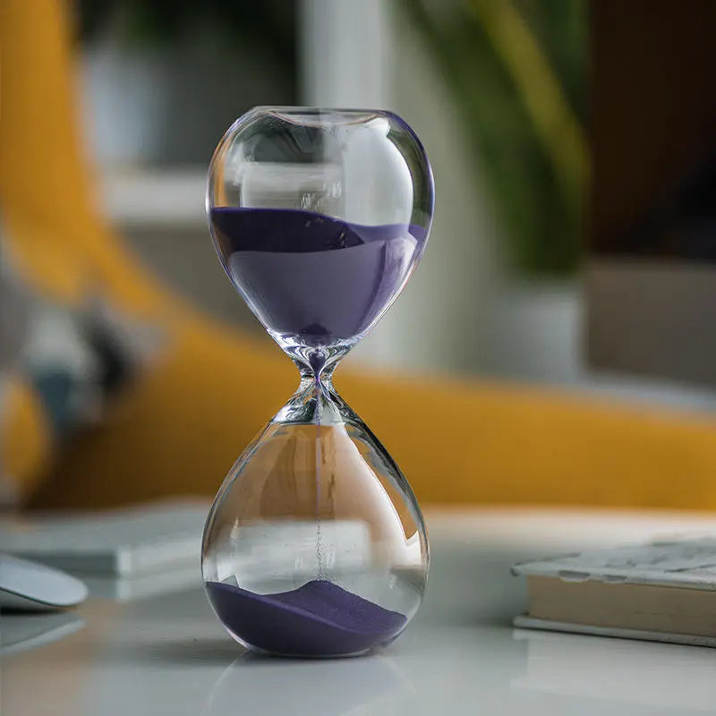 TimeDrop | Transparante glazen zandloper - Minimalistische zandloper voor bureau of Woondecoratie