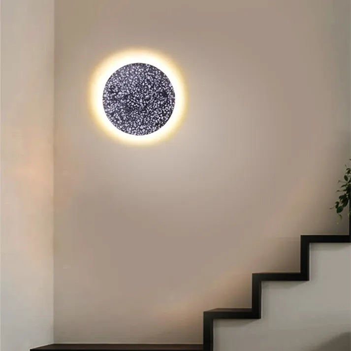 ZenithOrb | Round Marble Wall Sconce – Modern Terrazzo Disc LED Light for Indoor Decor