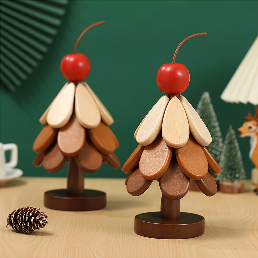 FestivCoast | Houten kerstboom onderzetters met standaard – 3 stuks, creatief boomvormig, hittebestendig
