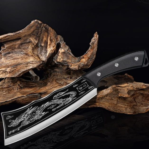 BladeFury | Dragon Slayer-mes – Handgemaakt koksmessen van koolstofstaal voor keuken- en culinair gebruik