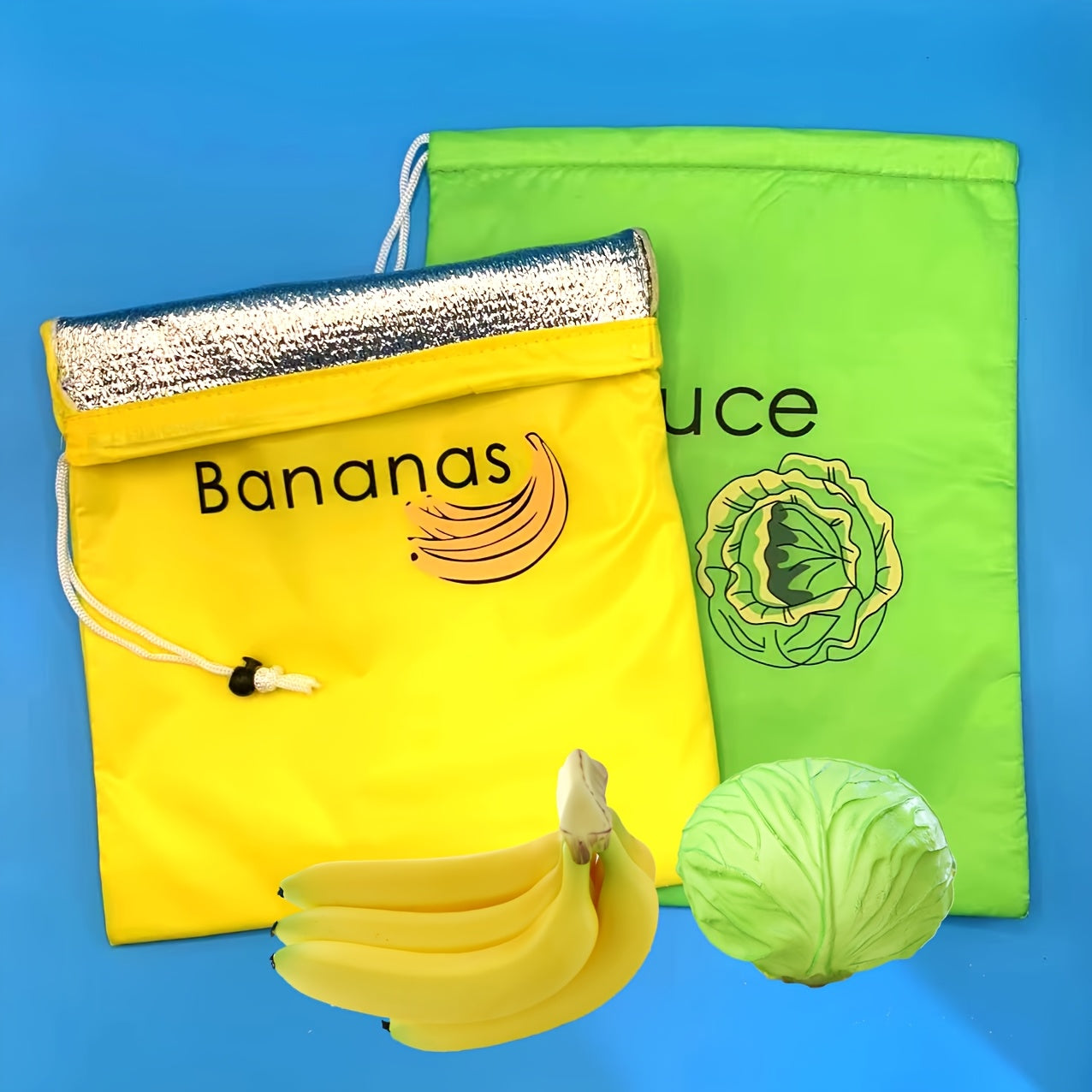 ProduceGuard | Herbruikbare Bananen Bewaarzak – Voedselveilig Nylon Groente- en Fruitzak met Aluminium Sluiting