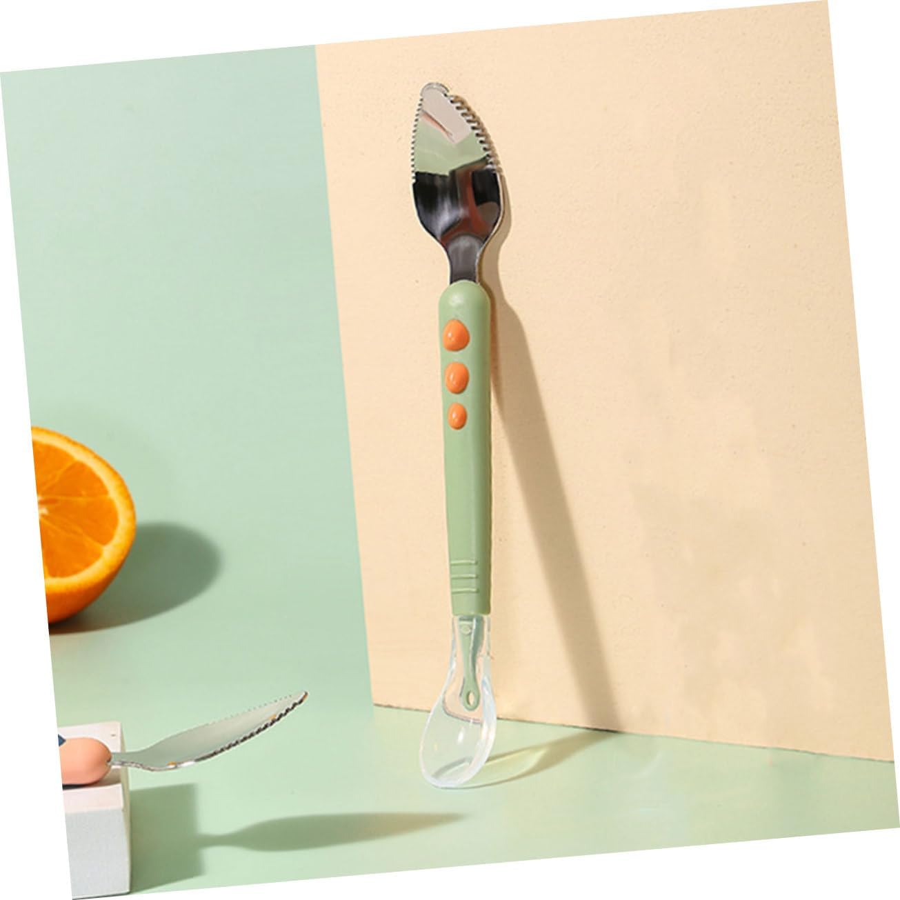 FeedEase | Dubbelzijdige babylepel, siliconen en roestvrij staal, pureeschraper, lepel voor het spenen