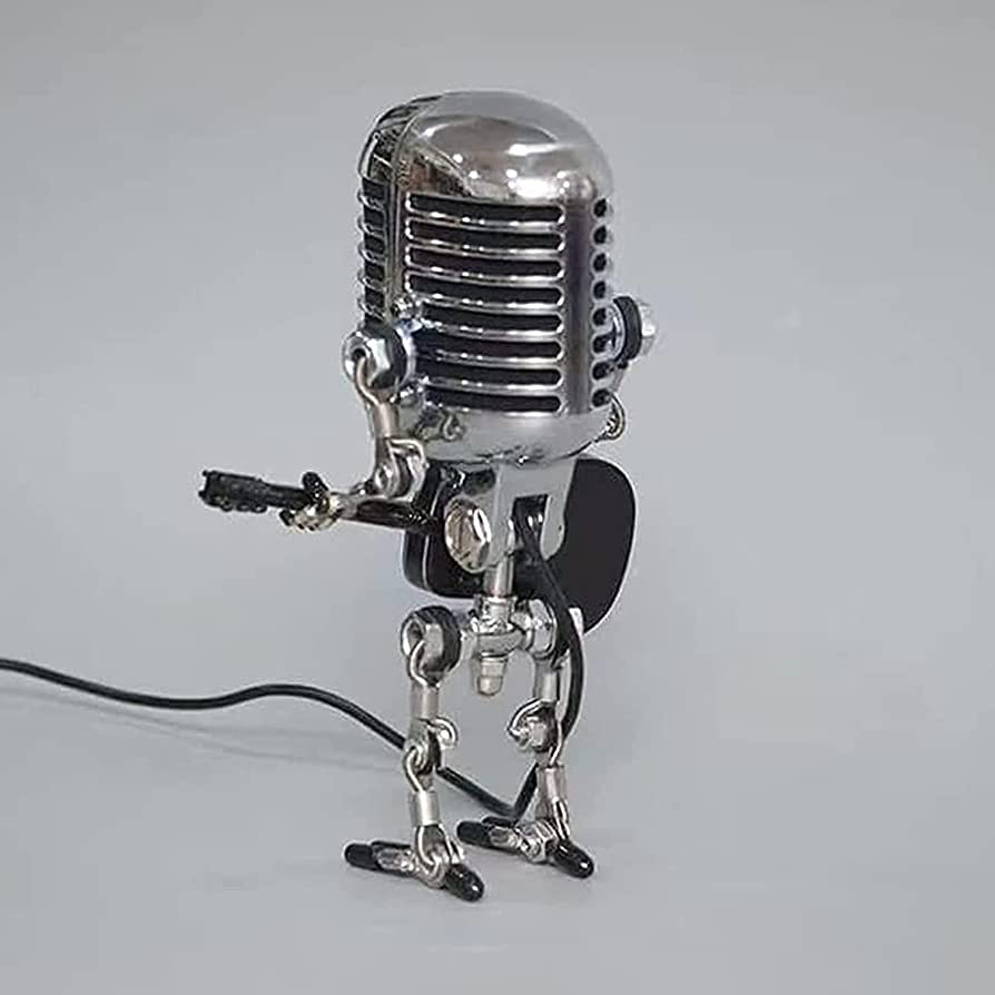 RoboGlow | Microfoon Robot Bureaulamp - Verstelbare LED-verlichting - Uniek robotontwerp voor kantoor en thuisdecoratie