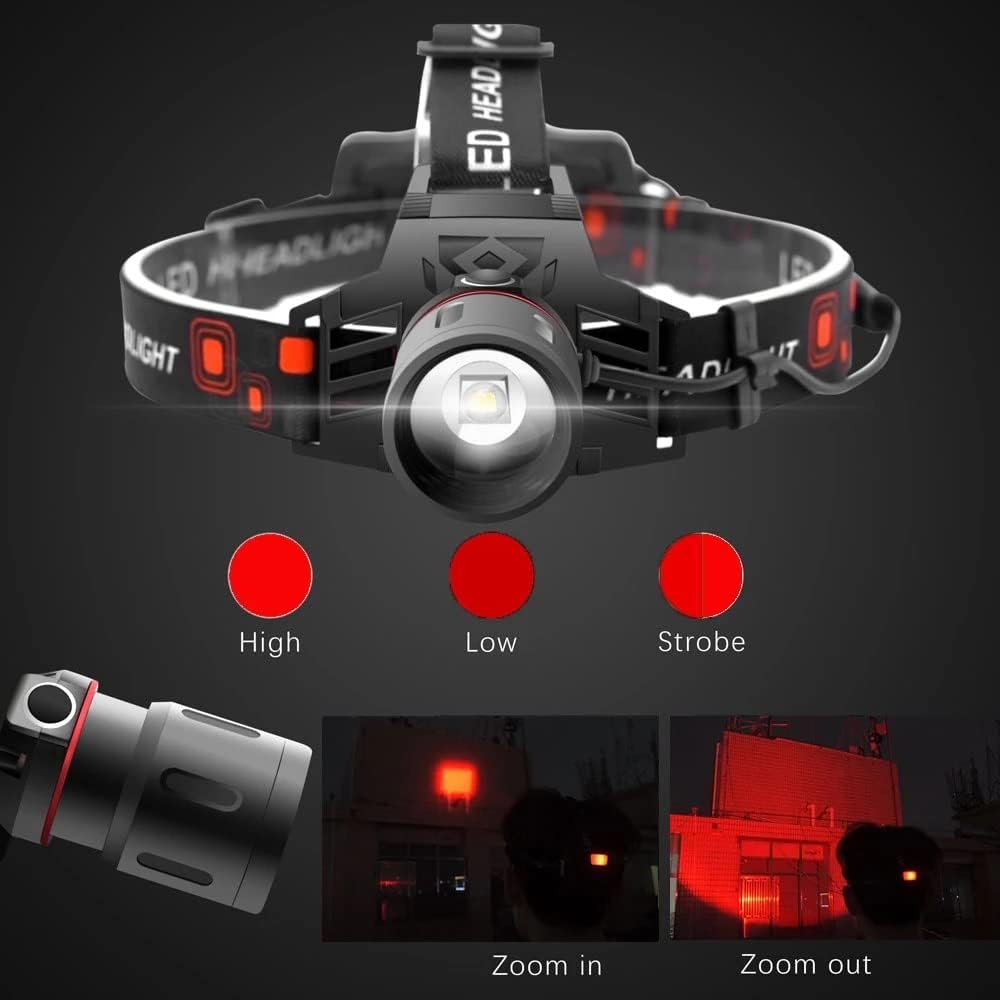 HeadLume | USB-oplaadbare LED-hoofdlamp – wit, rood en groen licht, instelbare helderheid