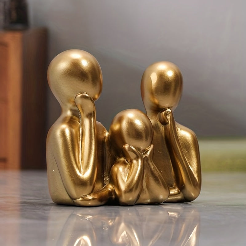 EternalFam | Gouden Abstract Familiebeeld – Modern Hars Woondecoratie