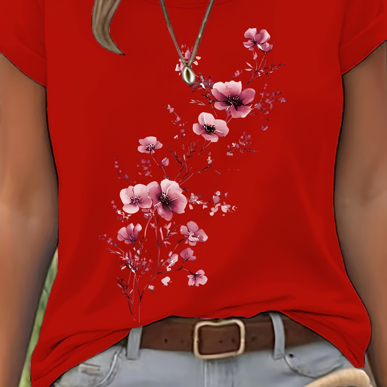 Naya | Zomer-T-shirt voor dames – Casual, lichtgewicht top met bloemenmotief in aquarelstijl