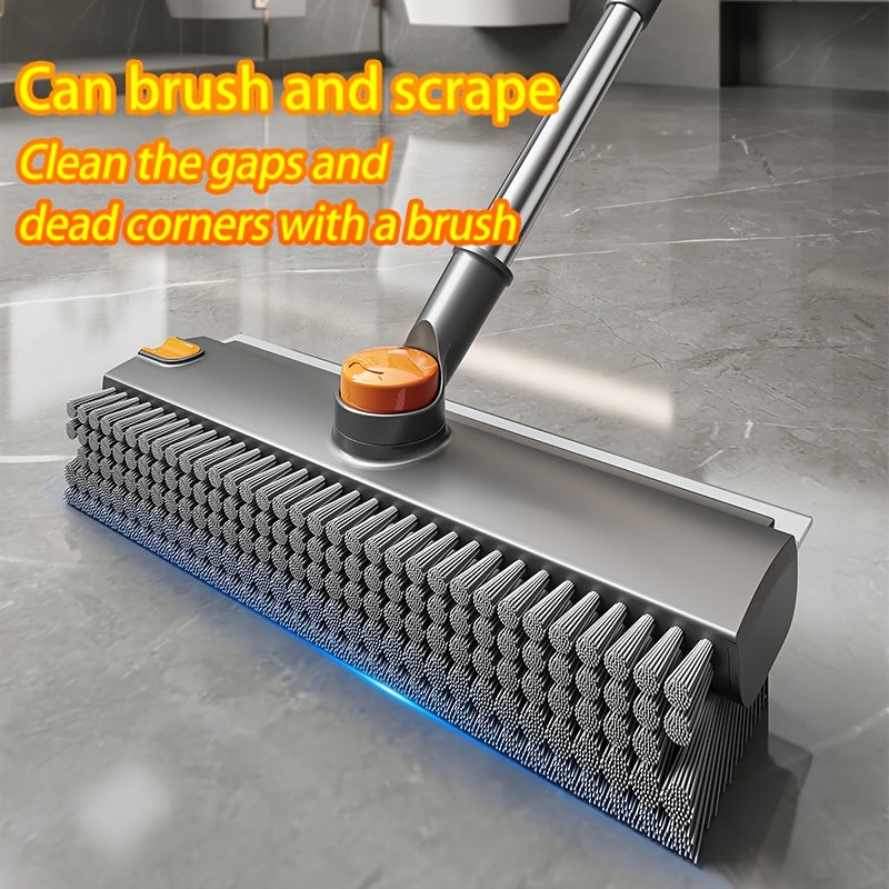 ScrubEdge | Schrobborstel met lange steel en draaibare dubbelzijdige kop, roestvrij staal en kunststof, ingebouwde schraper
