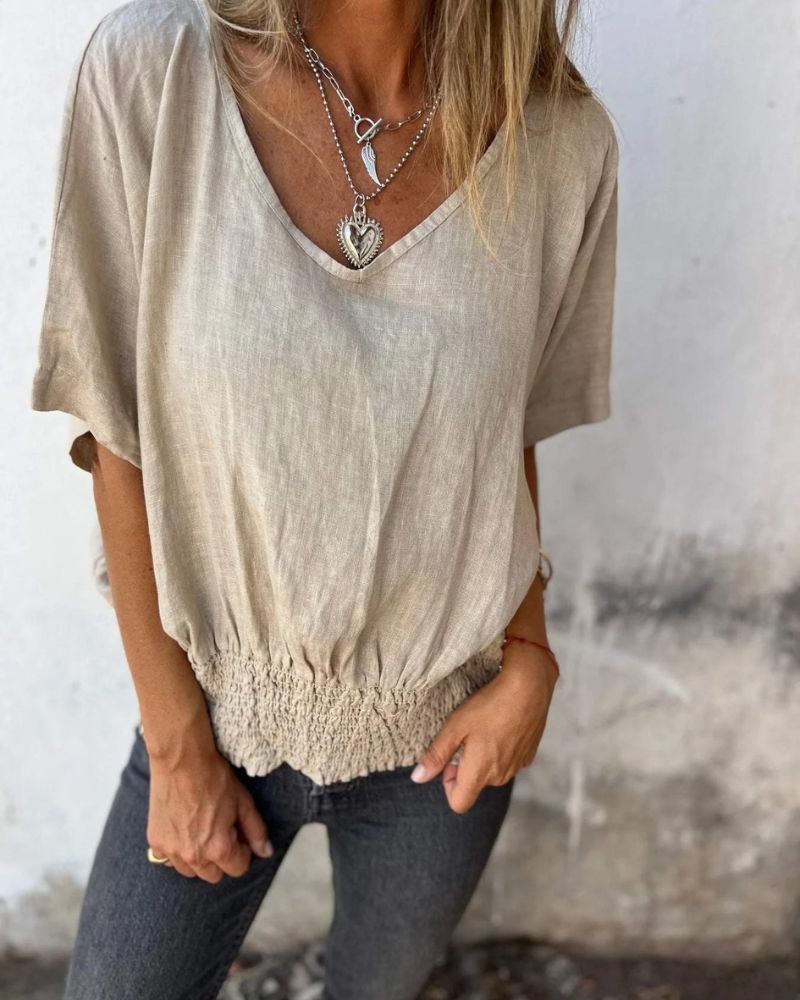 Solene | Chique zomertop voor dames – Lichte blouse met relaxte pasvorm