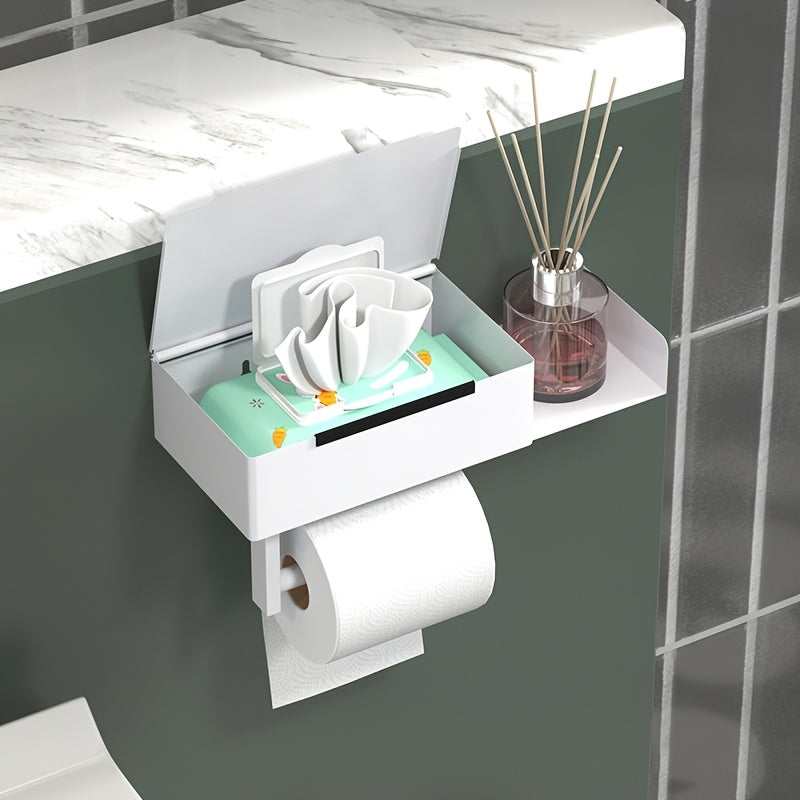 NeatHold | Moderne wandgemonteerde toiletrolhouder met opbergdoos voor doekjes en badkamerbenodigdheden