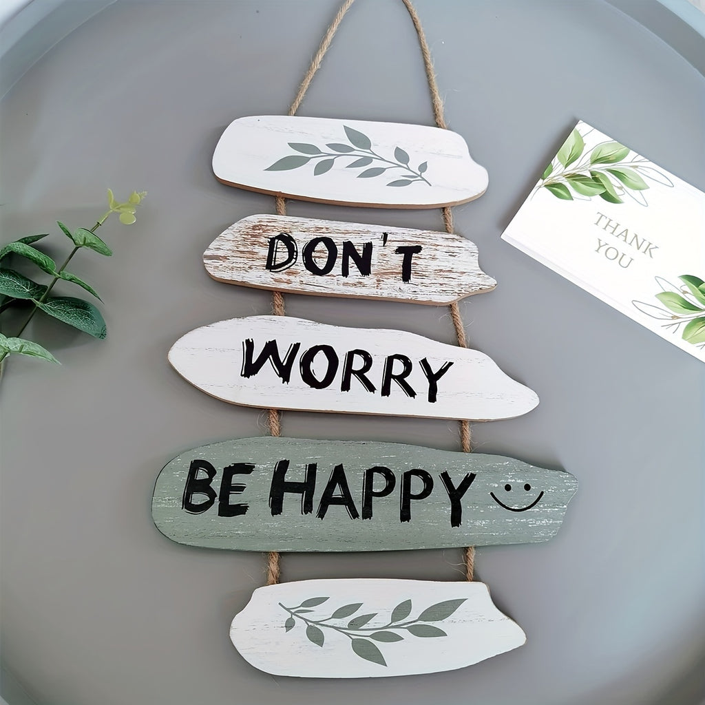 HappyRoots | Rustiek houten bord - 'Don't Worry, Be Happy' - Inspirerende muurdecoratie
