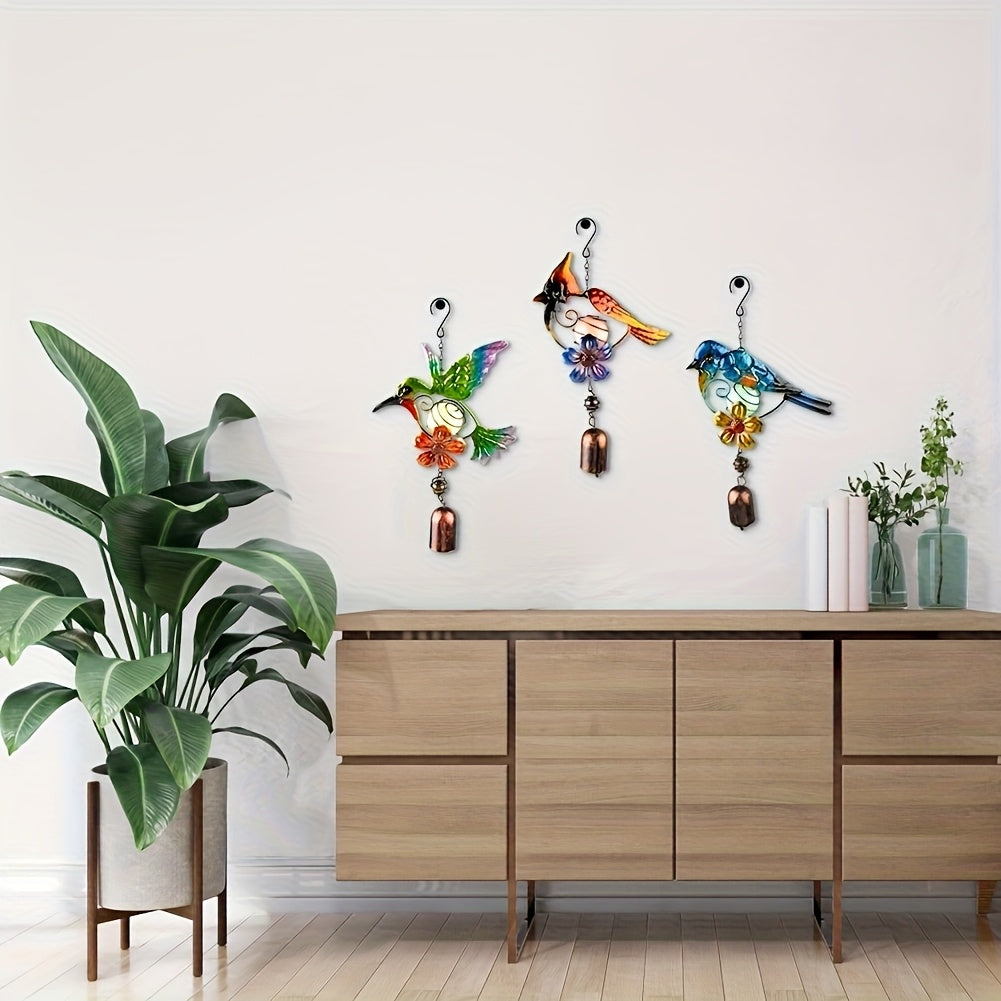 WingChime | Metalen Kolibrie Windgong voor Buiten, Tuindecoratie, Kleurrijke Veren Hangornament