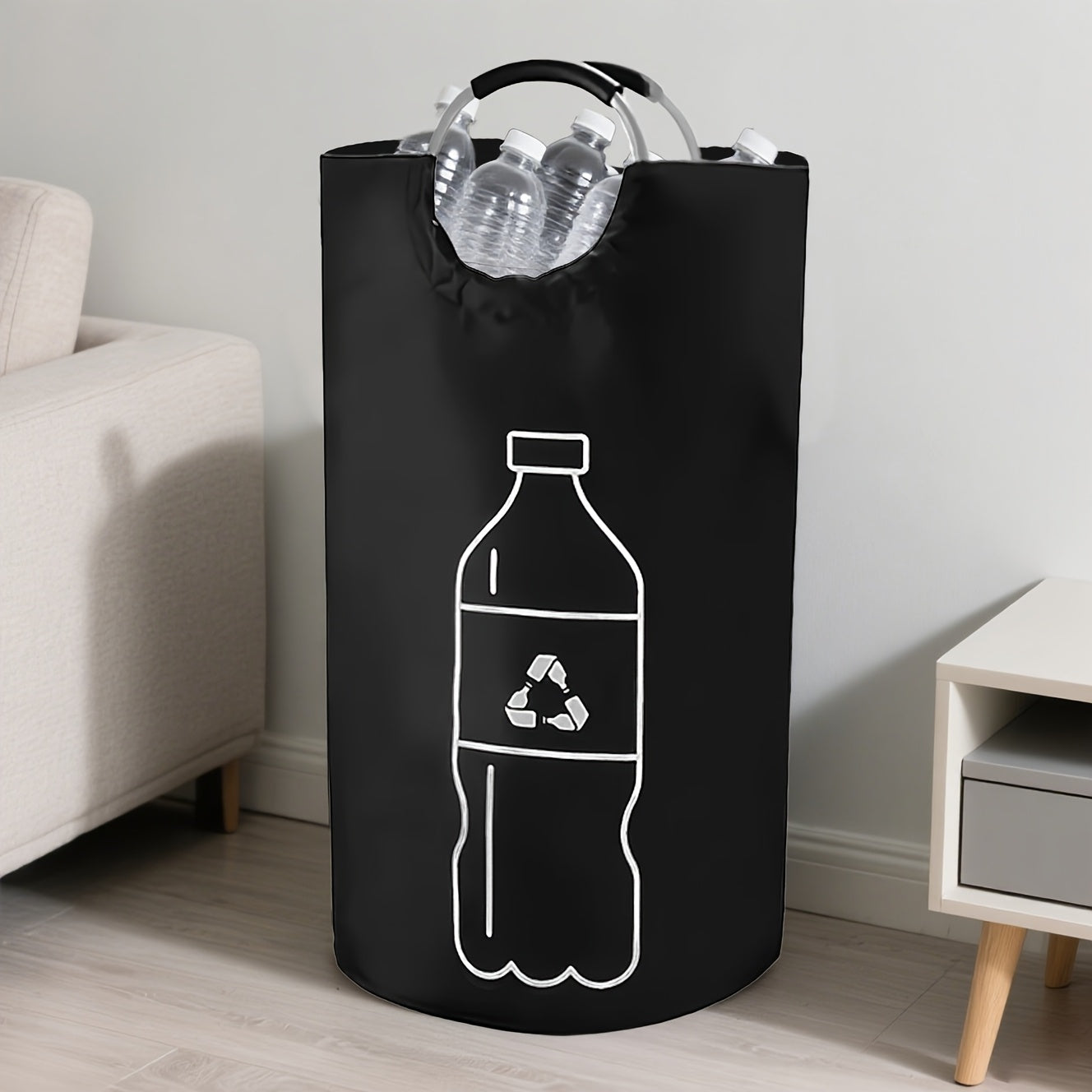 RecycLite | Extra grote opvouwbare recyclingbak voor thuis – cilindervormige opbergmand met open bovenkant