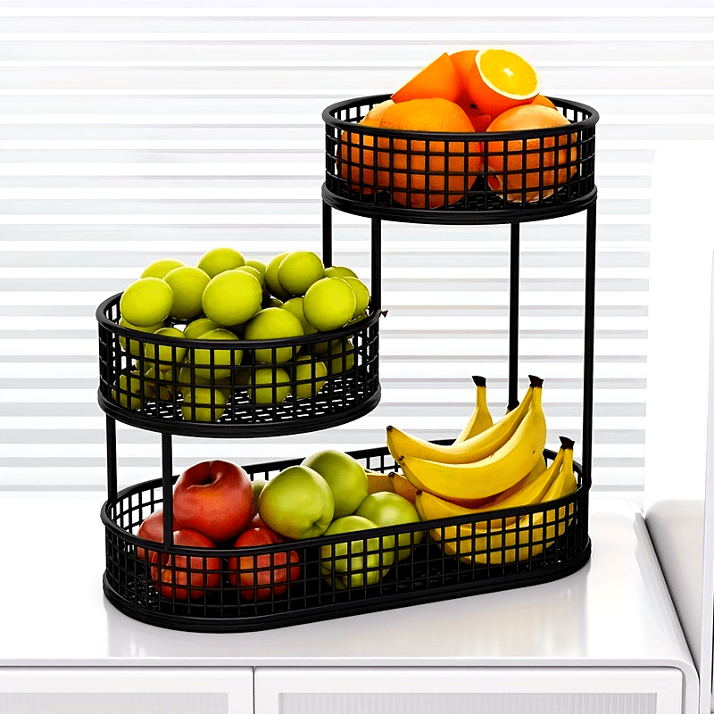 GrandNest | Metalen fruitmand met meerdere etages - grote snackhouder voor keuken en koffietafel