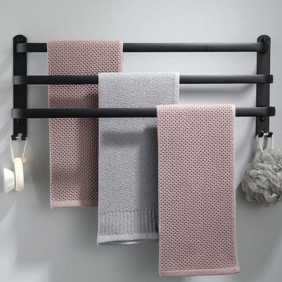 SleekBar | 80 cm handdoekstang – Zwart wandgemonteerd handdoekenrek, badkameraccessoire