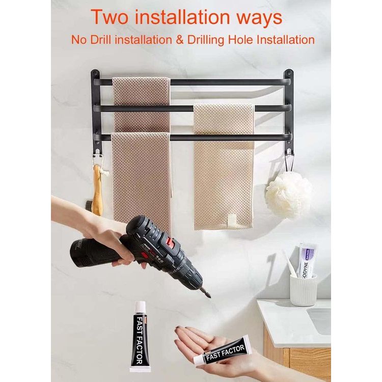 SleekBar | 80 cm handdoekstang – Zwart wandgemonteerd handdoekenrek, badkameraccessoire