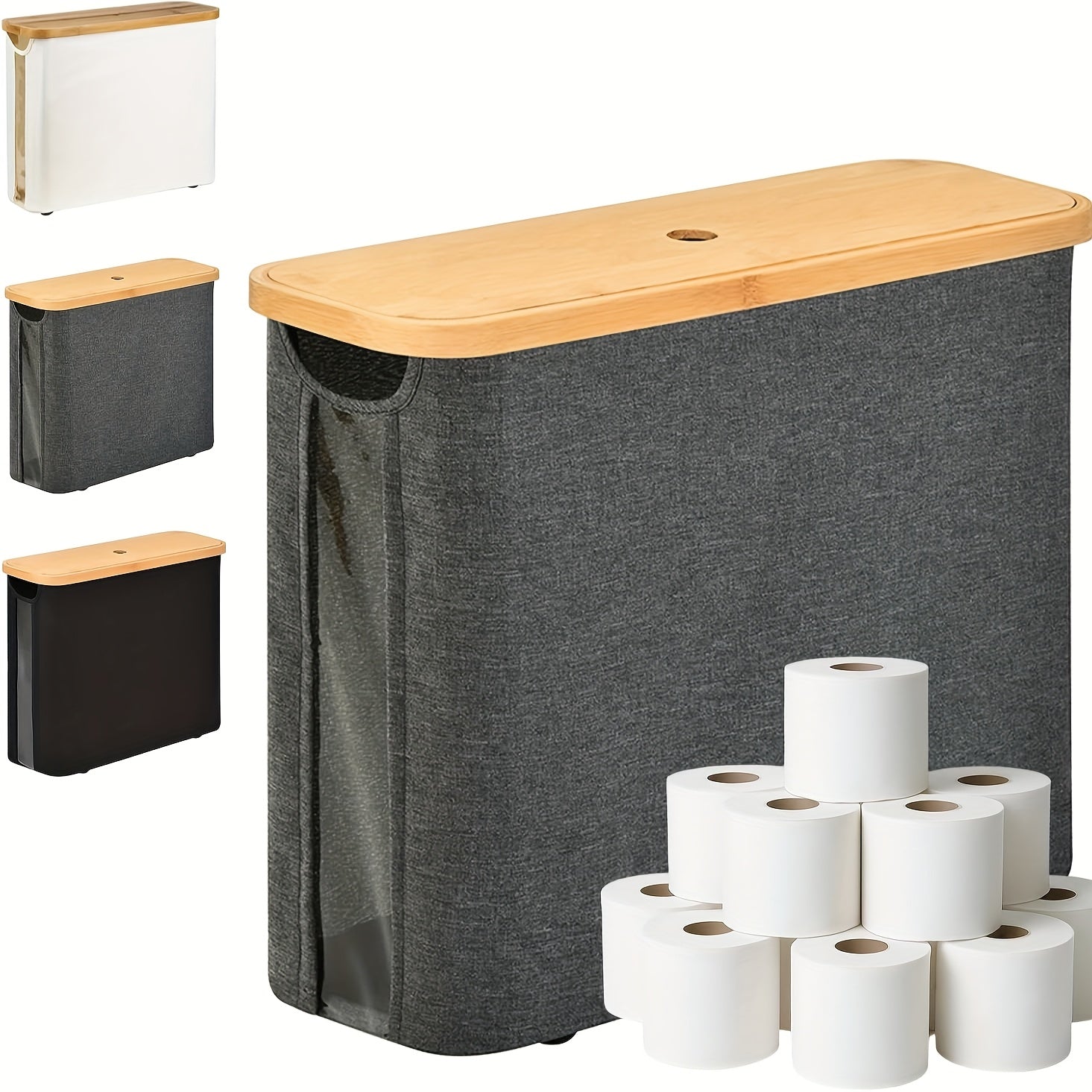 RollStash | Toiletpapiermand met deksel – houder voor maximaal 12 rollen, organizer voor badkamer en slaapkamer
