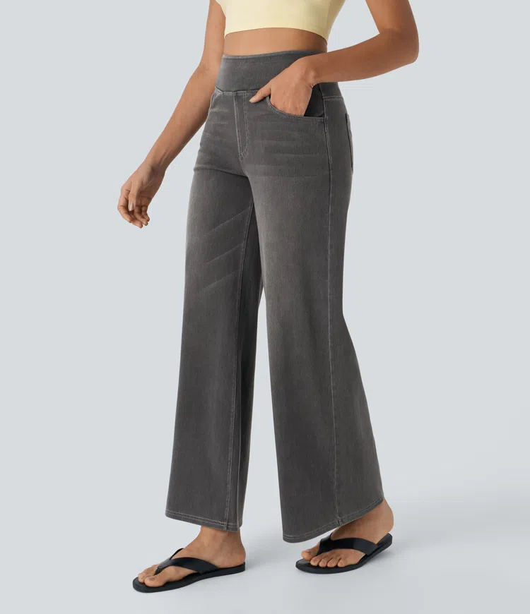 Rexina | Dames high-waisted wijde jeans – Comfortabele stretchdenim, trendy losvallende casual broek